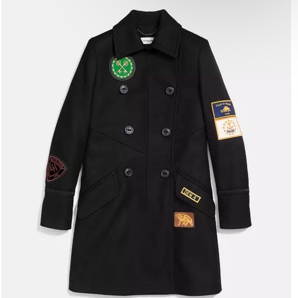 Coach wool Military Patch Naval Pea Coat NWOT - Picture 1 of 16